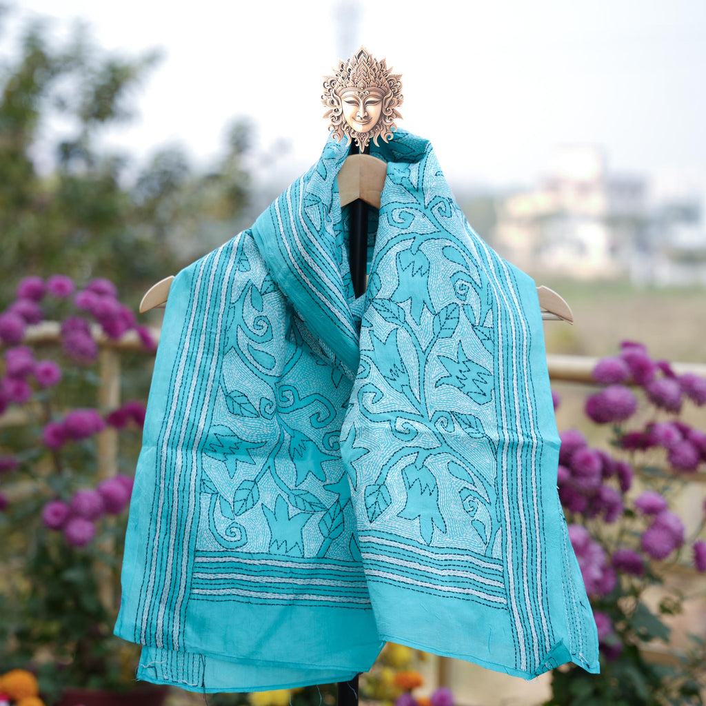 KANTHA STOLE - TURQUOISE
