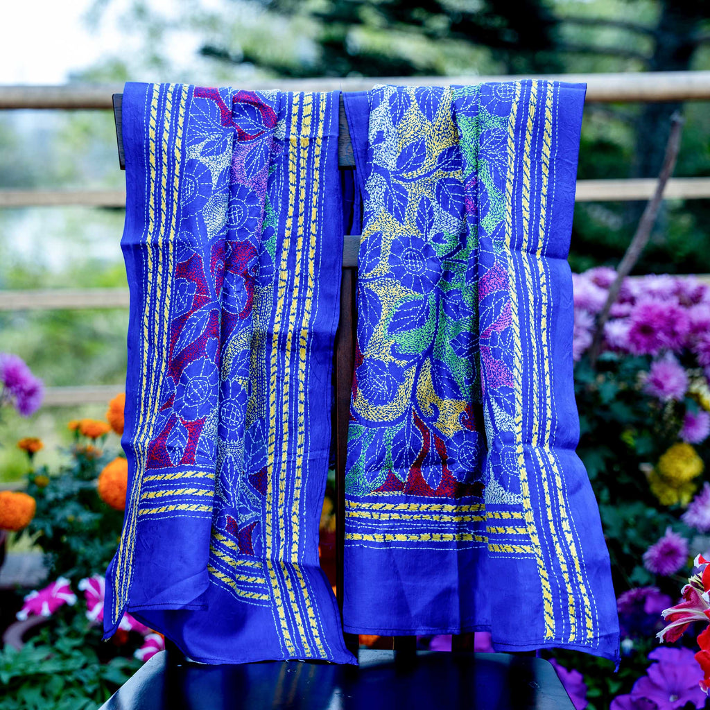 KANTHA STOLE - BLUE