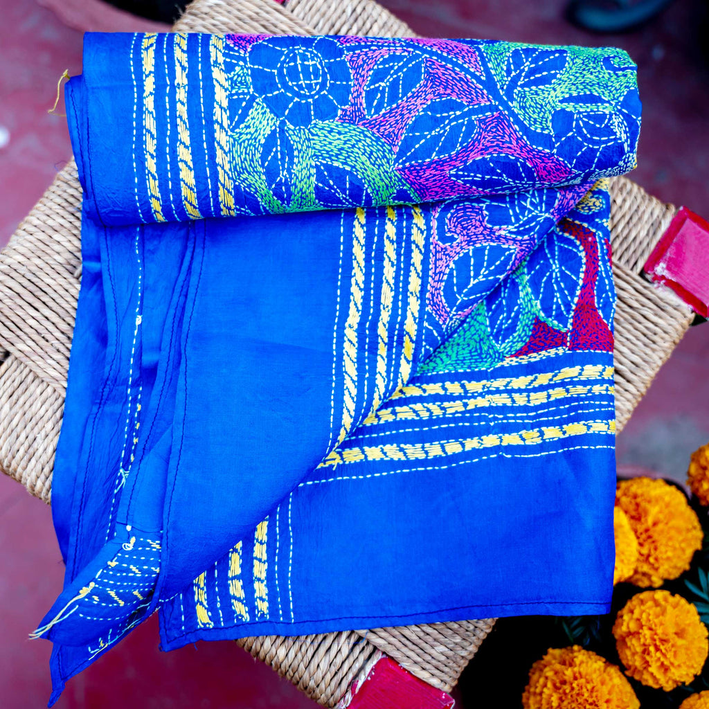 KANTHA STOLE - BLUE