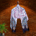 BATIK STOLE - WHITE ON RED DESIGN