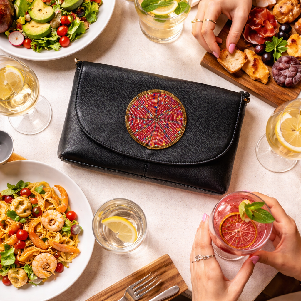 LUNA CLUTCH - All Black Leather